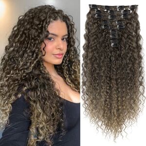 Hair Extension, LONAI 9PCS Clip in Hair Extensions, LN002‎ 22" Long Curly